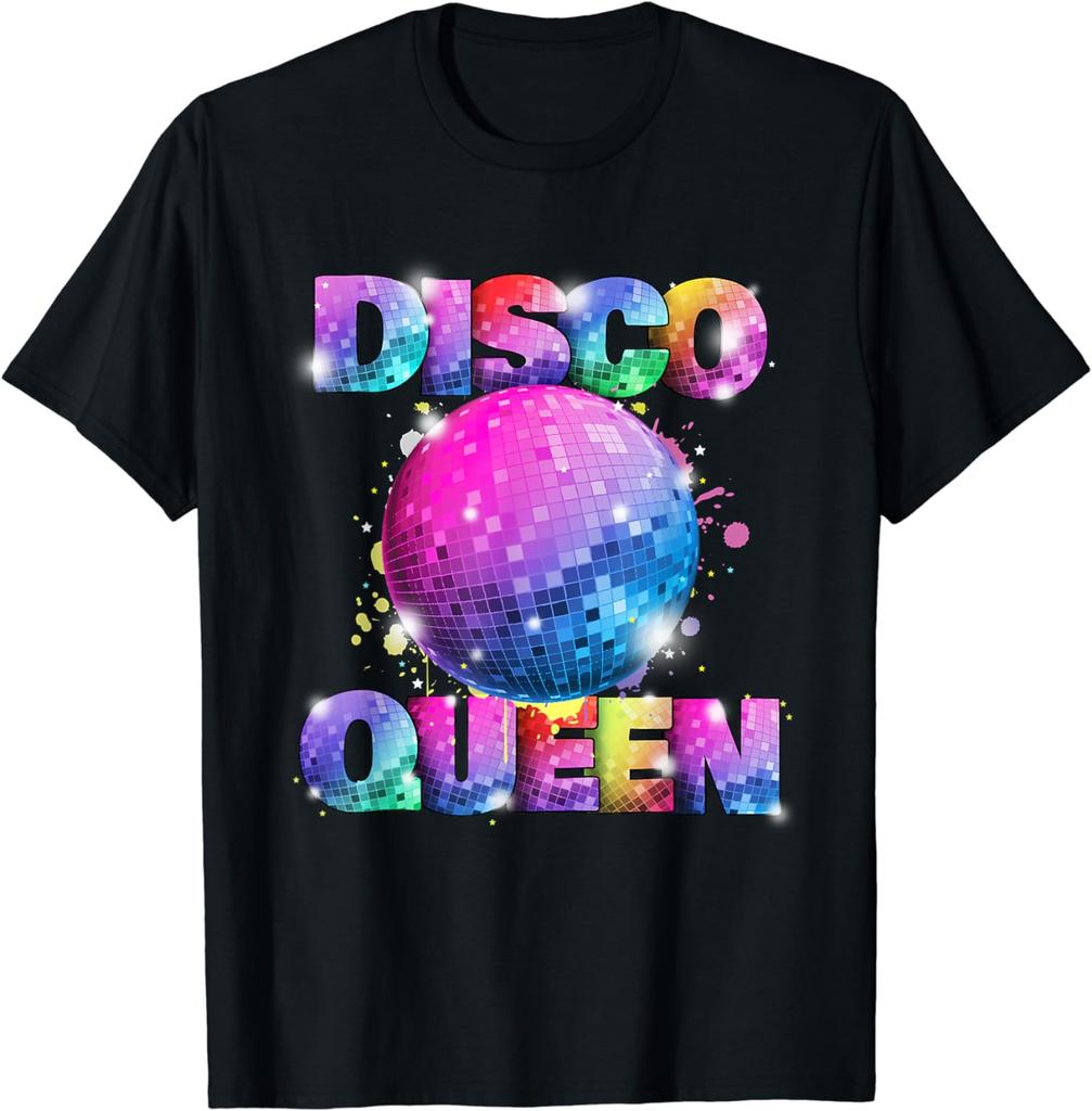 Graphic Birthday Gift Disco Queen 70s Themed Dancing Seventies Ball Costume T-Shirt Men Clothing Streetwear Graphic T Shirts