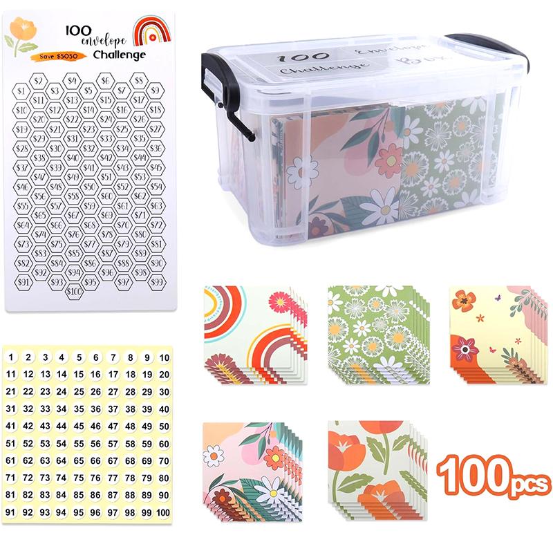 100 Envelope Challenge Box Set Easy And Fun Way To Save $10,000 Money Envelopes Money Saving Challenge Savings Challenges Budget