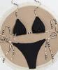 Damen Badeanzug Schwarz Kontrastfarbe Sexy Neckholder Rückenfrei Bikini Anzug Strandmode Badeanzüge