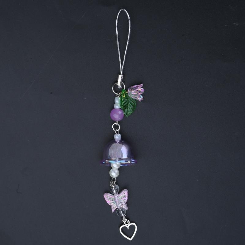 Flower Wind Chime Pendant Phone Charm Hangings Rope Cute Phone Chain Strap Bag Decoration Lanyard Keychain Accessories