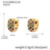 18k Gold-Plated Stainless Steel Plaid Zircon Earrings