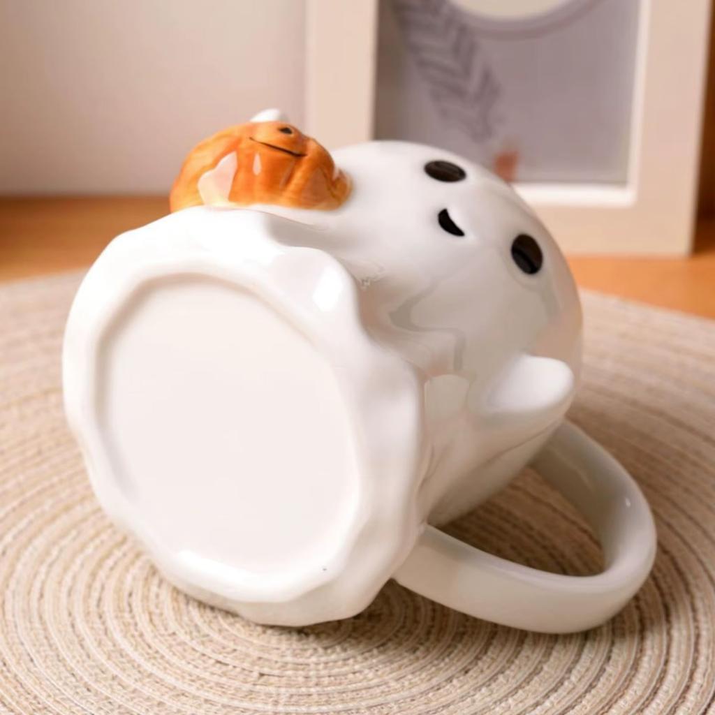 Cute Ghost Mug Halloween Ceramic Coffee Cup 3D Pumpkin Creative Spooky Drinkware Novelty Tea Milk Mug with Spoon Birthday Gift