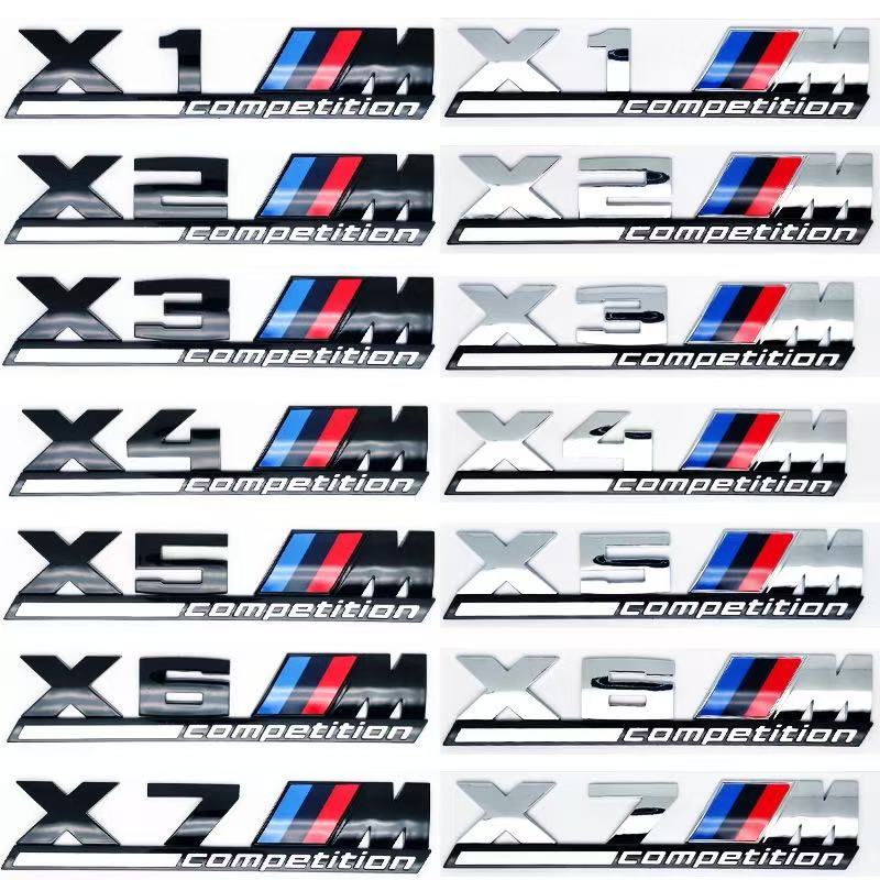 JYPK6 Gloss Black Silver Competition Underline Badge Car Sticker, Rear Trunk Emblem Fit for BMW Competition M1 M2 M3 M4 M5 M6 M7 M8 X3