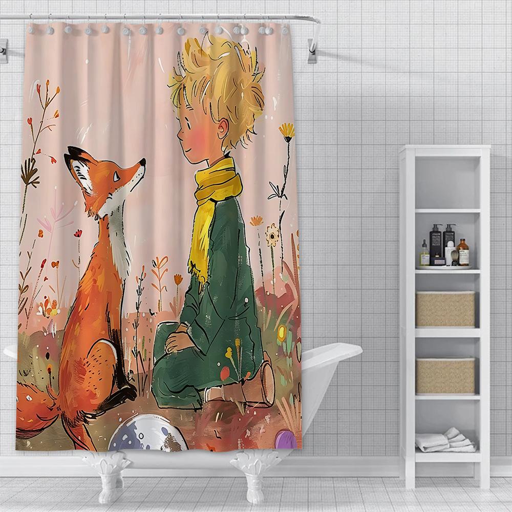 The L-Little P-Prince Cartoon Shower Curtain Waterproof Polyester Fabric Paint Colorful Bath Curtains Curtain With Hook