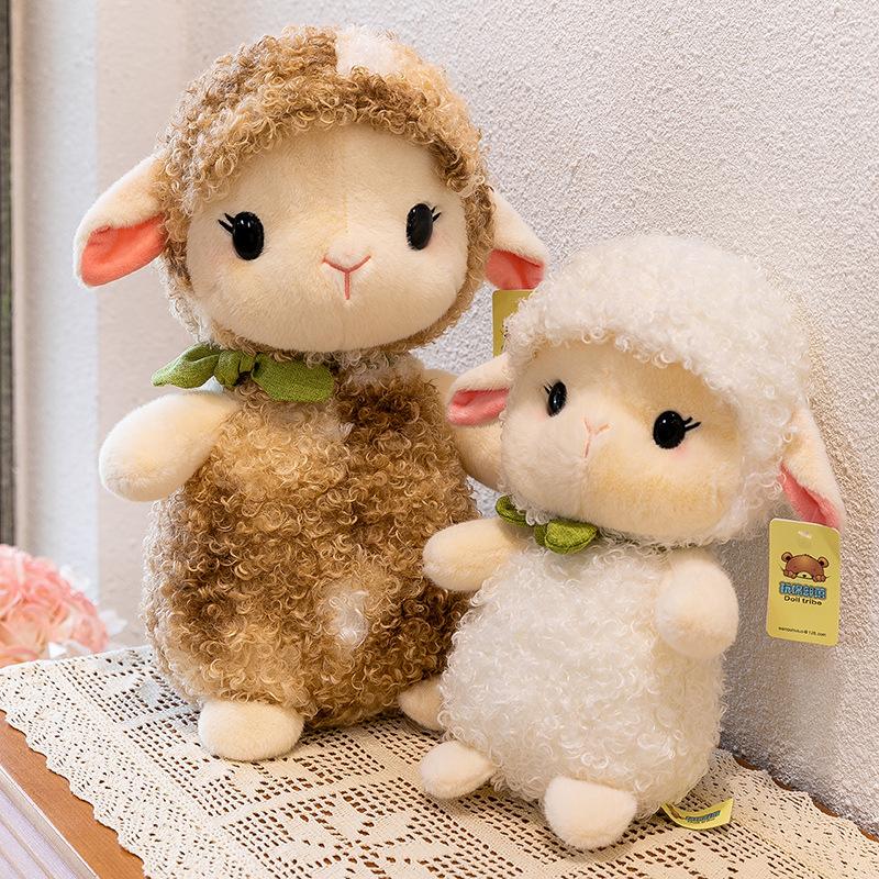 Păpușă drăguță de miel rulat, jucărie de pluș de miel, păpușă pentru mașină, aruncare la nuntă, cadou de ziua de naștere pentru copii