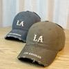 Neue LA Baseballkappe für Damen Koreanischer Stil Gestickte Schirmmütze Tiefer Sitz Sonnenschutz Kleines Gesicht