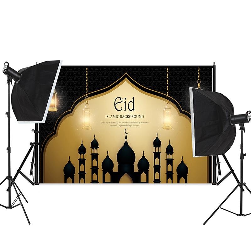 Eid Mubarak Backdrops Mosque Moon Muslim Ramadan Kareem Islamic Festival Portrait Photo Background for Photography Props