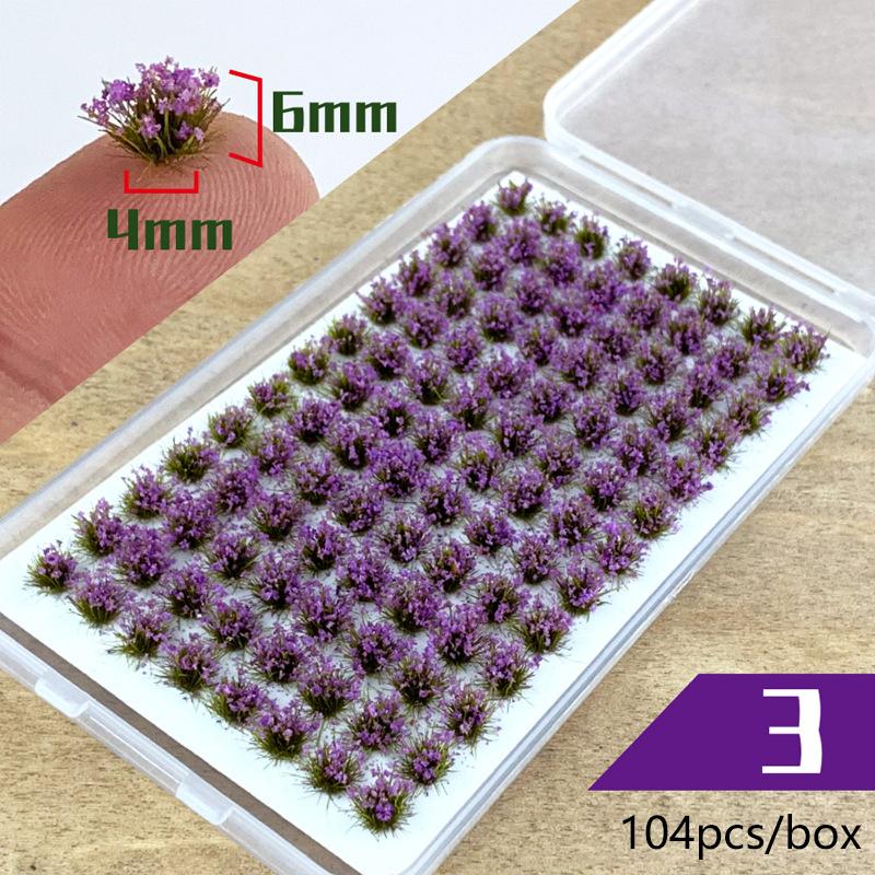 104pcs/box Static Grass Tuft Model Grass Tufts Terrain Model Kit Static Scenery Model Miniature Shrubs Bushes