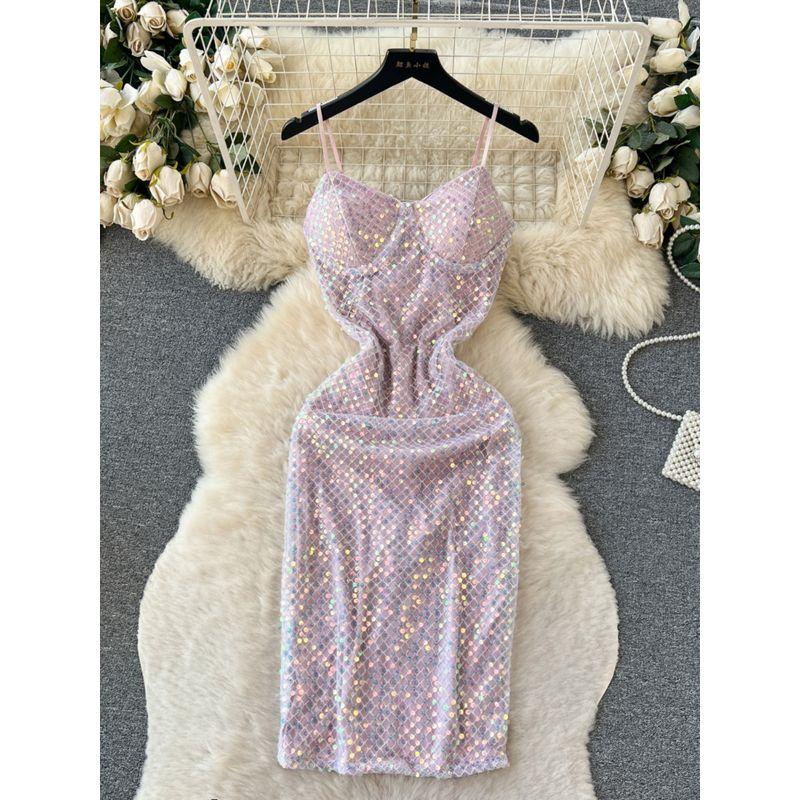 Shiny Summer Niche Design Sling Dress