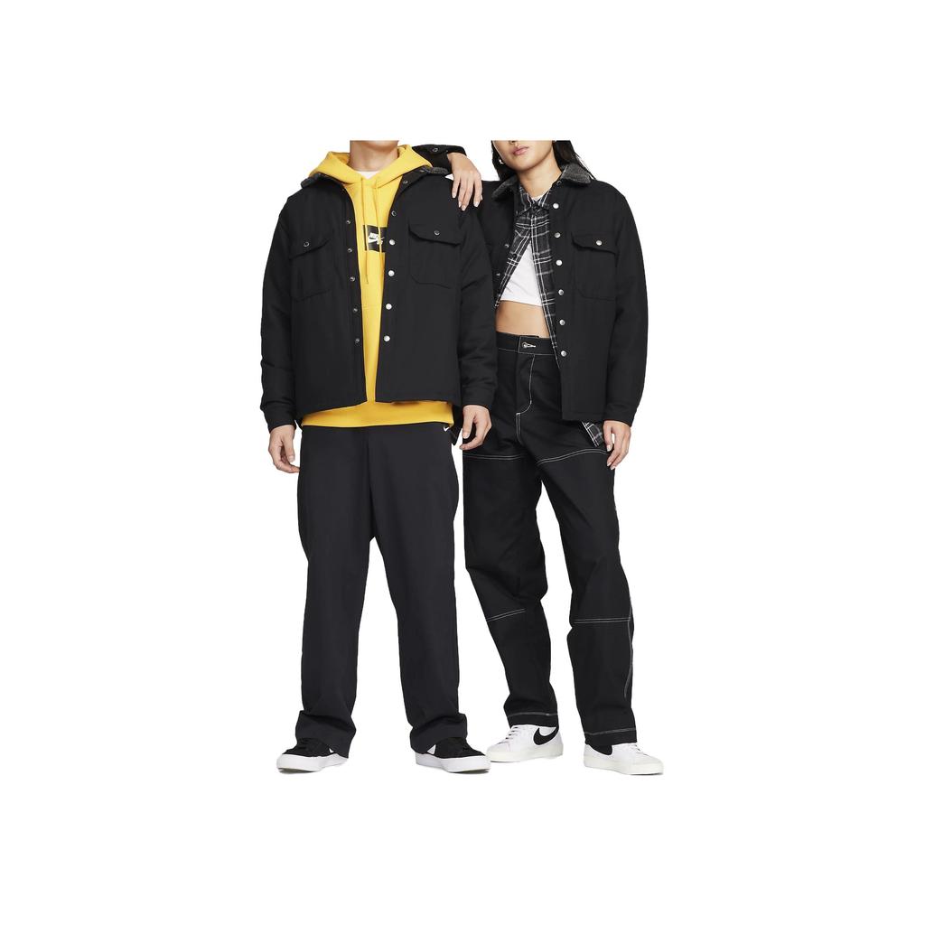 Nike Solid Color Single-Breasted Collar Long Sleeve Jacket Unisex Jackets Black FQ0513-010