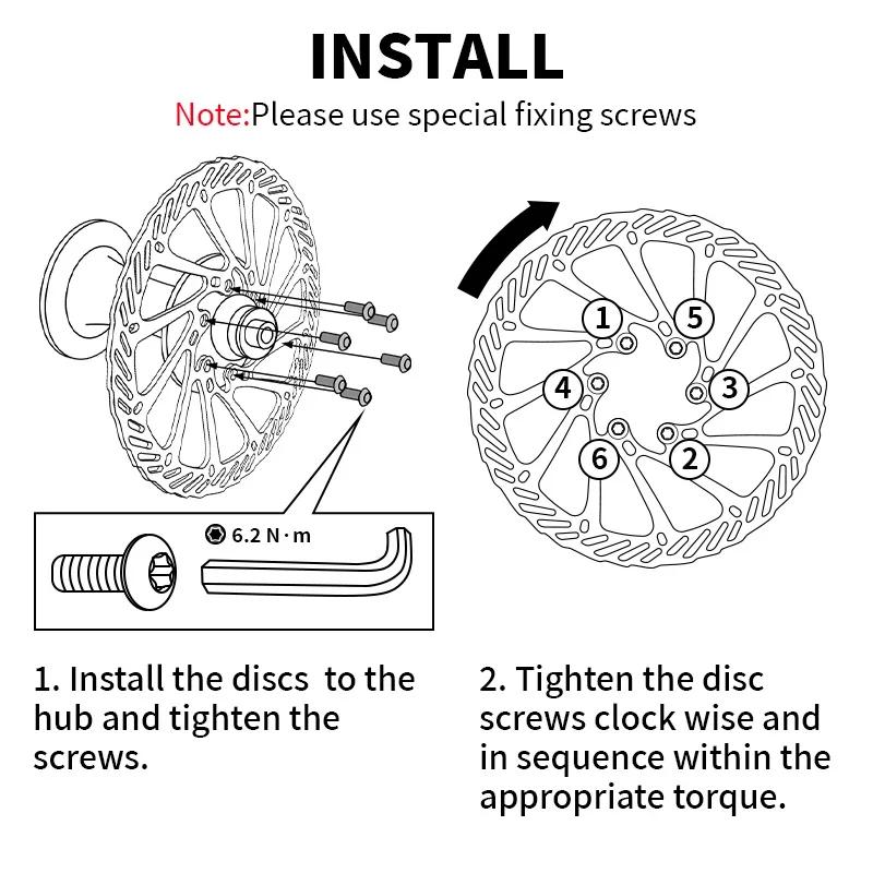 BUCKLOS Bike Brake Rotor G3 160mm 180mm 203mm Hydraulic Disc Brake Rotors with 6pcs Bolts for MTB Mountain Bicycle Accessories