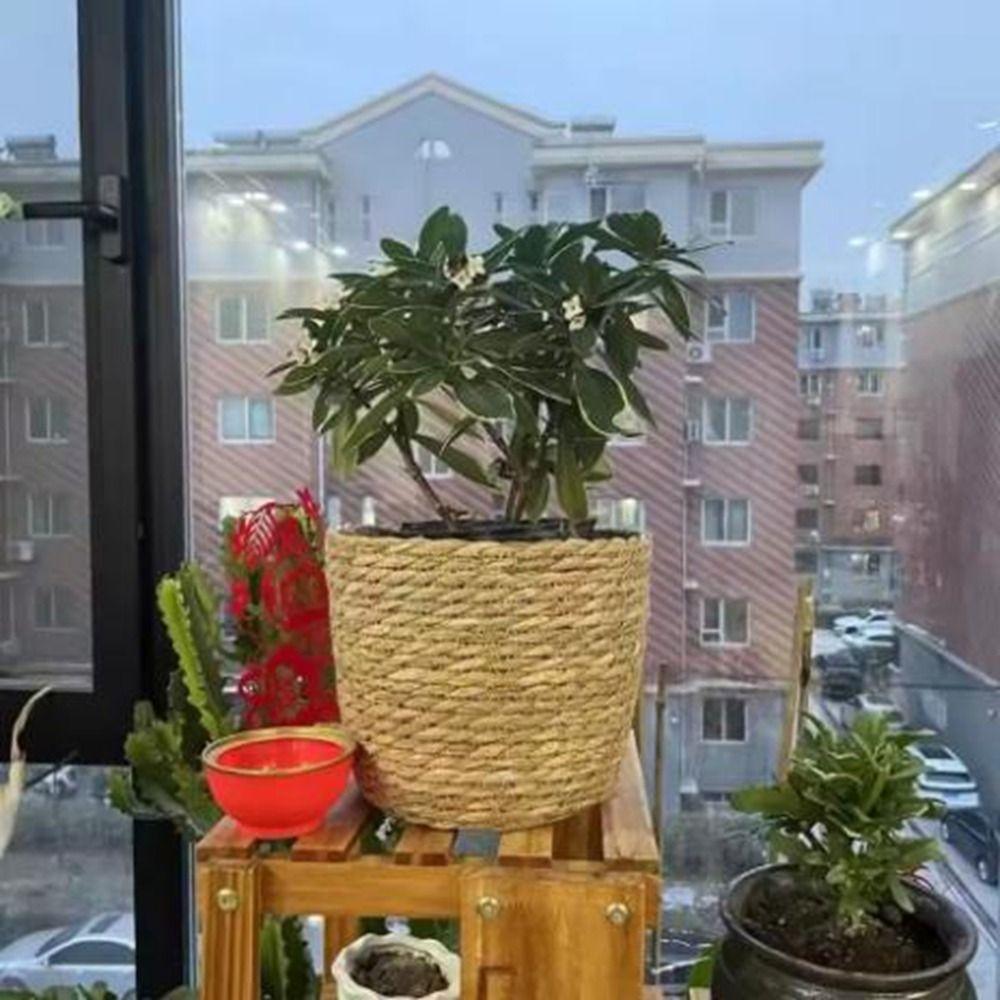 S/M/L Straw Weaving Flower Plant Pot Decorative Flowerpot Storage Baskets Flower Basket  Outdoor