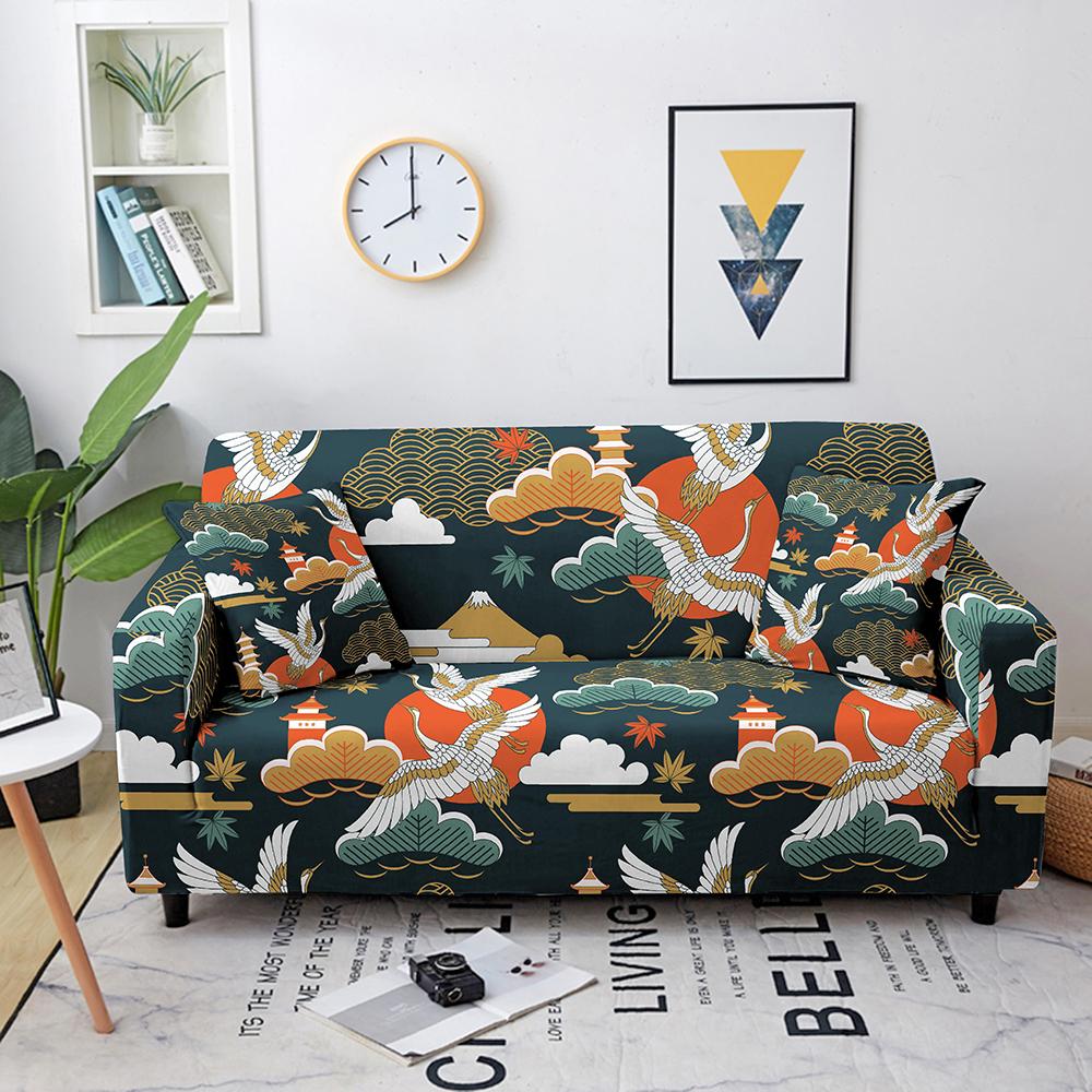

Восточный узор, красный венценосный журавль, облачный узор, принт, модный чехол для дивана, украшение для комода, аксессуары для дома и инструмент, чехол для дивана