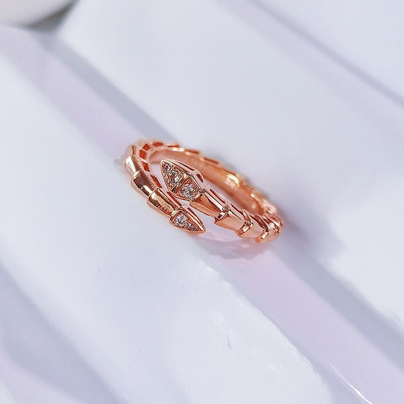 Electroplated Full Diamond Snake Bone Ring - Women's Chic White Mother-of-pearl Snake-shaped Open Ring