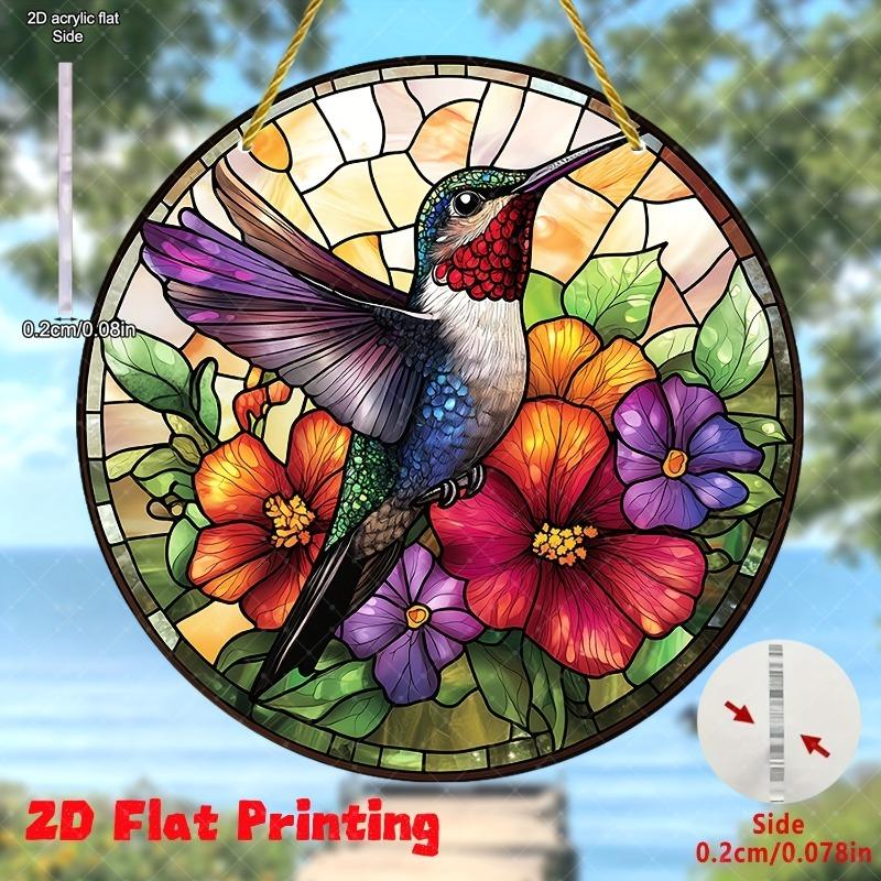 2D Flat Acrylic Colorful Hummingbird Ornamen, Nurseries, Vintage Home Decor Wall for Bar Kitchen,Home Decor for Living Room or Office