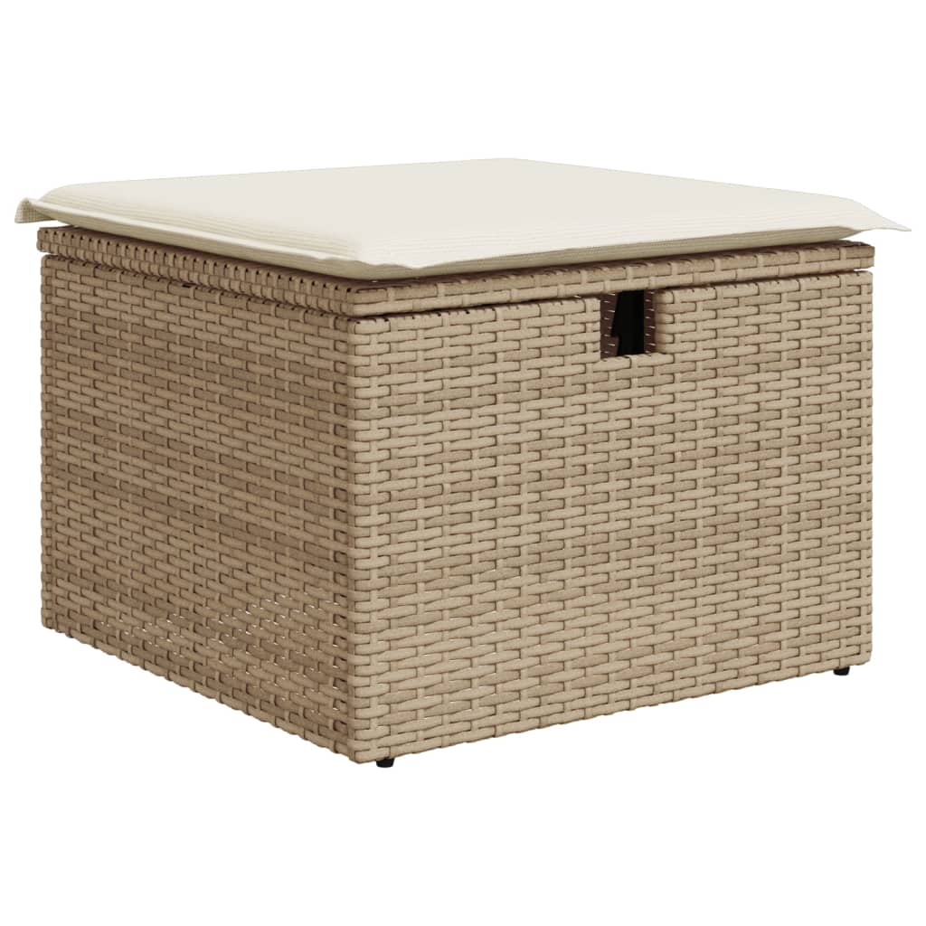 Vidaxl 9-Cz. Garden Furniture Set With Cushions, Beige, Poly Rattan