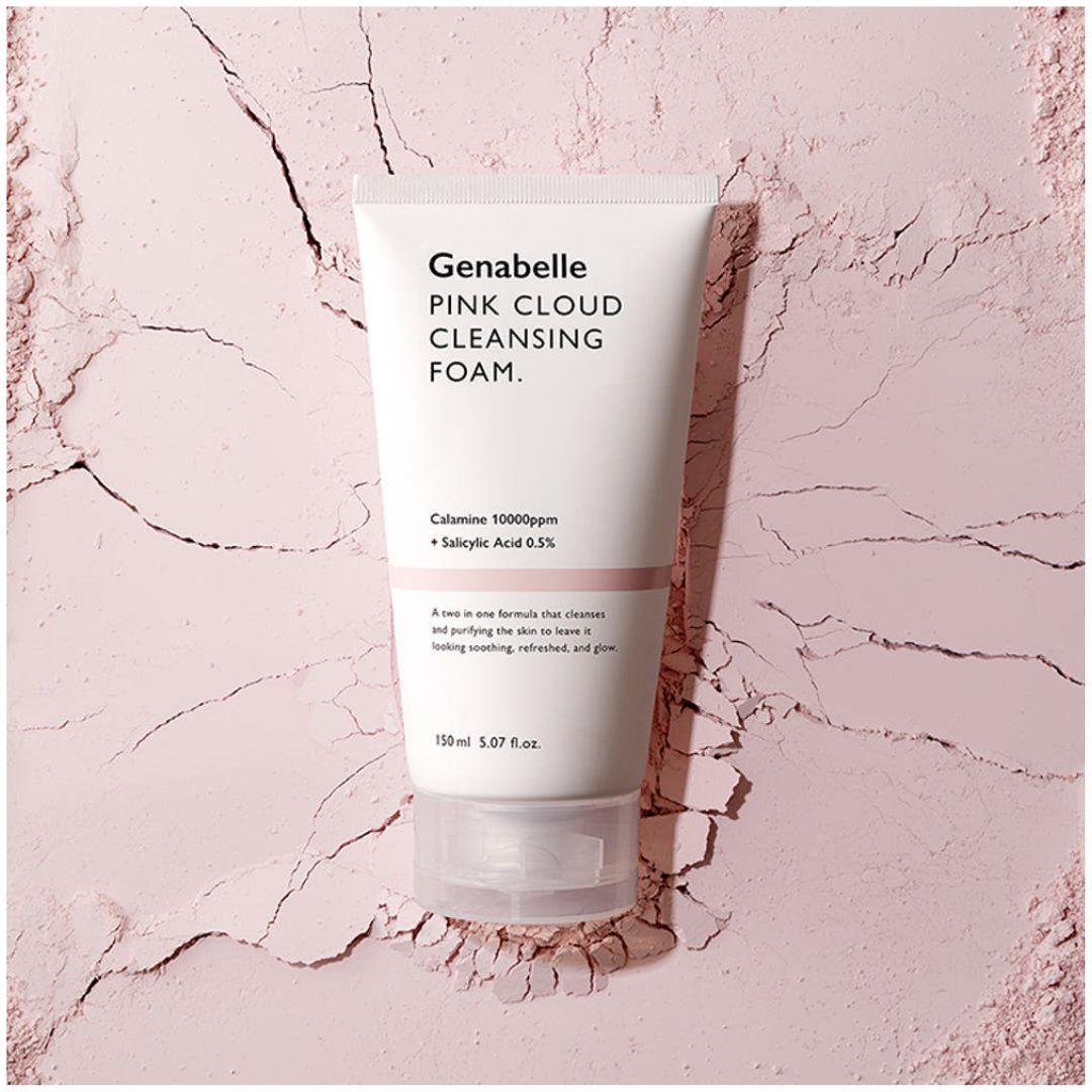 Genabelle Calamine Pink Cloud Acne Care Cleansing Foam Deep Purifying Cleanser 150ml 1 Pack (150ml)