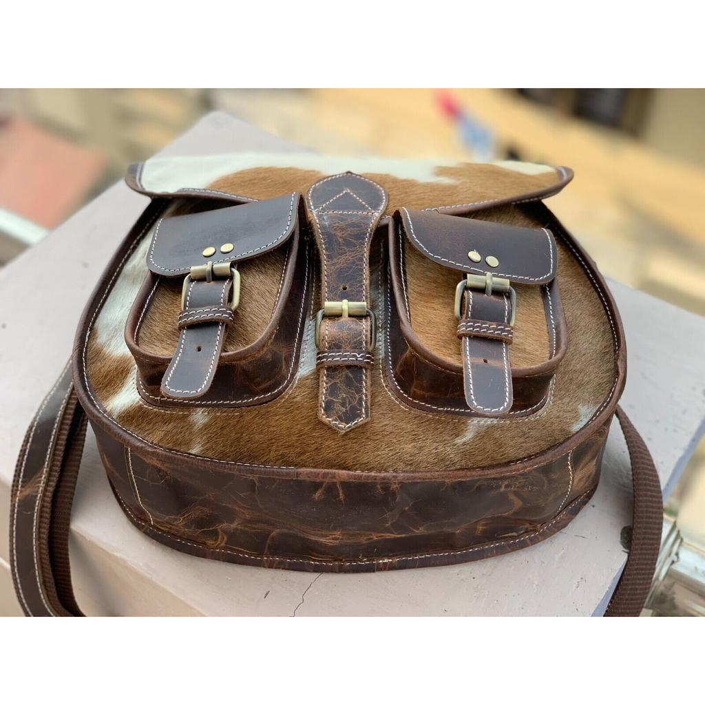 Hair-on Leather Sling Bag for Women Cow Hide Crossbody Bag Women Totes Real Hair