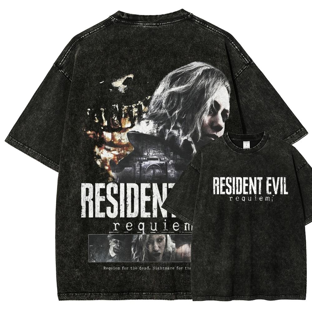 

Resident Evil Anime Lover Washed T-shirt Year round clothing high quality personality Clothes Plus Size Unisex New Model Couples tee XXXL