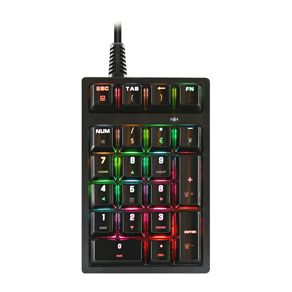 

21 Key Digital Keyboard Wired Ergonomic Mechanical Keyboard Gaming Sensitive USB 2.0 Driver Free for Office Business for Game PC