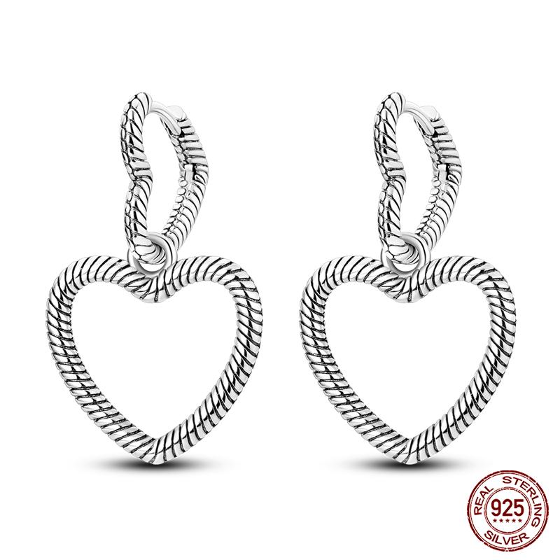 Charms Double Hoop Earrings For Women 100% 925 Silver Cubic Zircon Heart Star Moon Earrings Elegant Birthday Jewelry Gifts