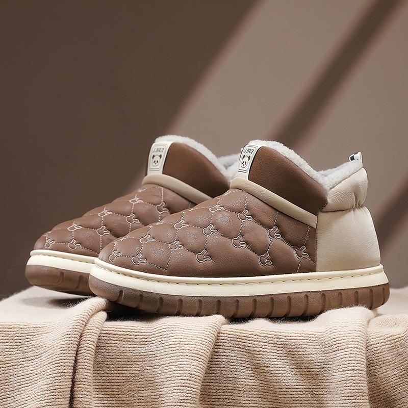 New Fashion Winter Cotton Shoes for Men Warm Waterproof Snow Boots Casual Leather Ankle Boots for Men Thick Bottom Slip Ons Boot