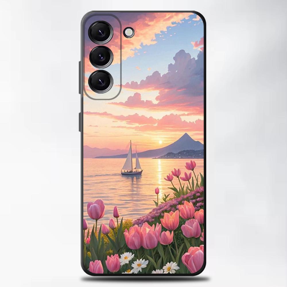

Lovely Flowers Phone Case For Samsung Galaxy A13,A21s,A22,A31,A32,A52,A53,A71,A80,Soft Black Shell Samsung a715g