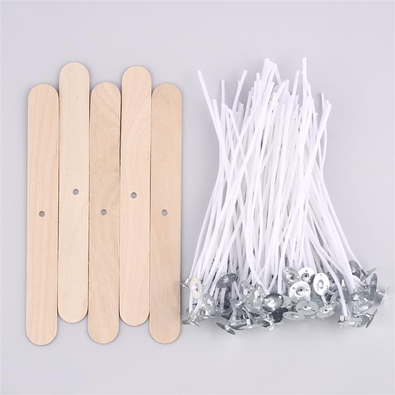 105 Stück Set mit gewachsten Baumwoll-Kerzendochten mit Halter Original rauchfreie Kerzendochte Sojaöl-Wachskern Geflochtene Kerzenherstellung Zubehör