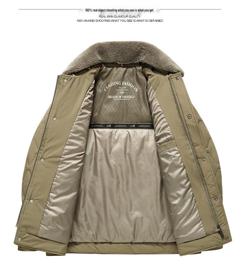 Men's Winter Cotton Jacket with Detachable Fur Collar - Warm, Versatile, Dad's Casual Wear for Cold Weather