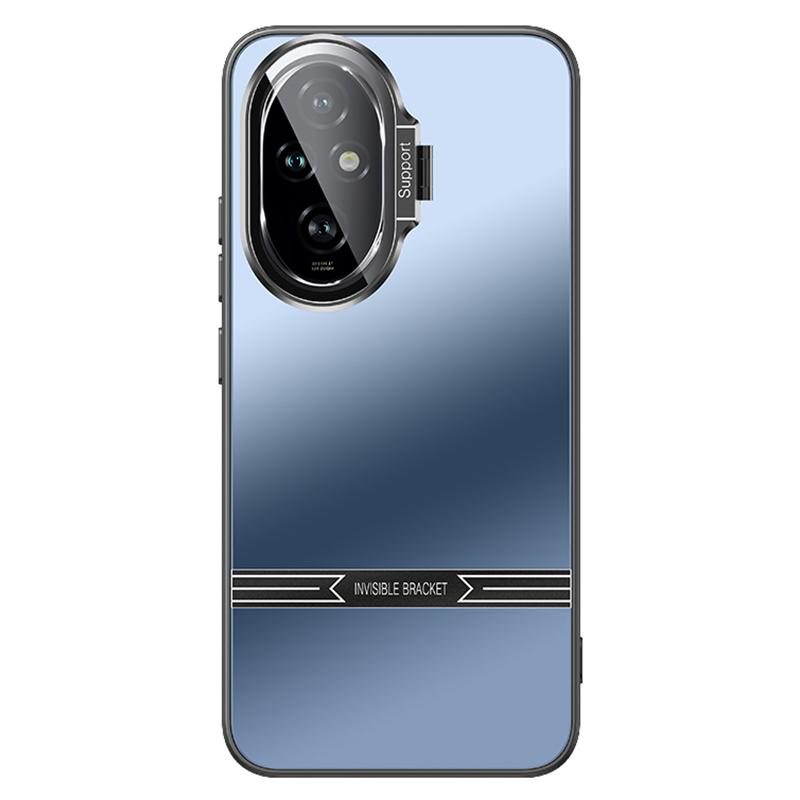 

Kickstand Case for Honor 200 5G Matte PC+TPU Phone Shell with Tempered Glass Lens Cover Navy Blue