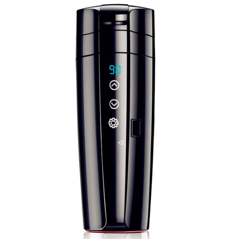 Portable Car Heating Cup Stainless Steel Water Warmer Bottle Car Kettle Coffee Mug LCD Display Temperature 400ML Durable