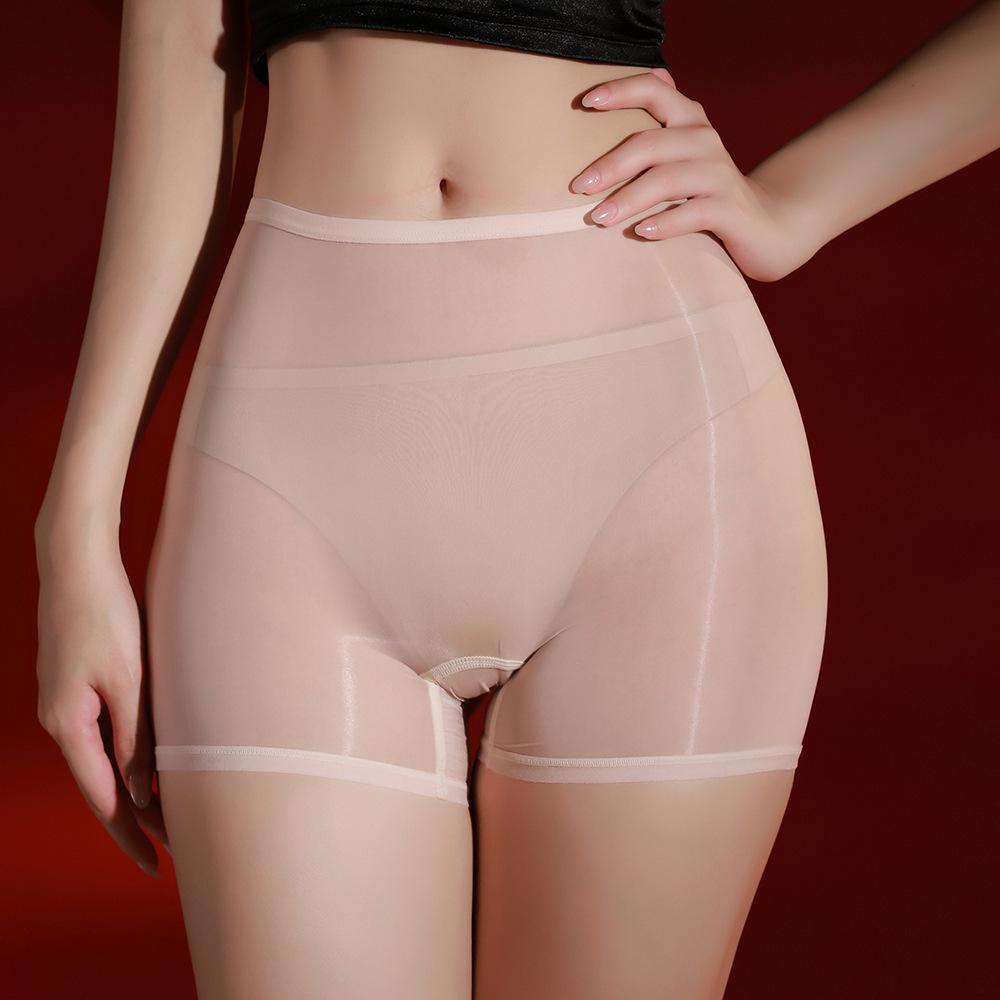 Men'S And Women'S Shiny, Sexy, Alluring Black Stockings With Open Crotch, No-Removal, Abstinence-Free, Plus-Size Glossy Panties