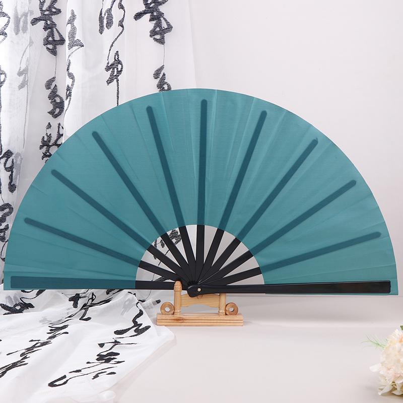 Chinese Martial Arts Kung Fu Fan Tai Chi Dance Fan Plastic Stage Performance Folding Fan Solid Color Fan Photo Prop