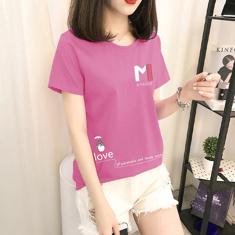 GMXIA Short Sleeve T-shirt Women Loose Ins Women's Crewneck Base Shirt