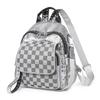 Women's Backpack Chessboard Rhinestone Bag Outdoor Leather Backpack