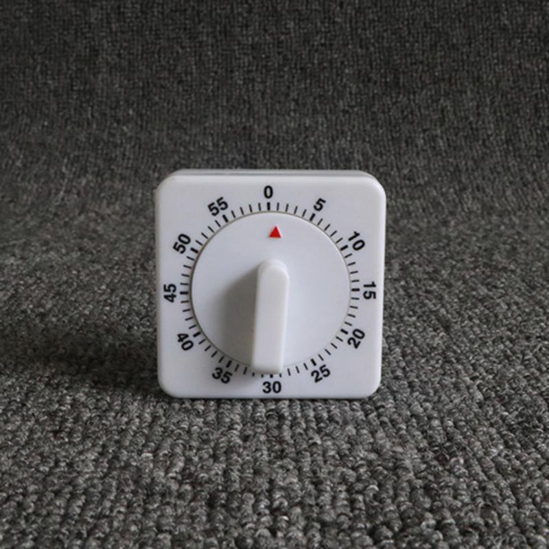 Kitchen Square Timer 60 Minute Simulated Mechanical Rotation Timer Reminder Kitchen Cooking Timer White