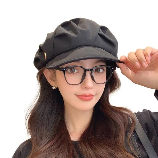 Boina octogonal con tapa de nube elegante, gorra de mujer versátil y cómoda de ala corta de Color sólido para Otoño/Invierno