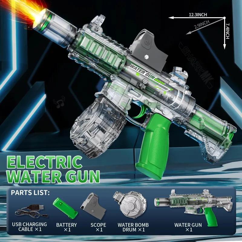 New M416 Electric Water Gun With Light Sprays Flame Effect Continuously High-pressure High-speed Powerful Outdoor Water Gun Toys