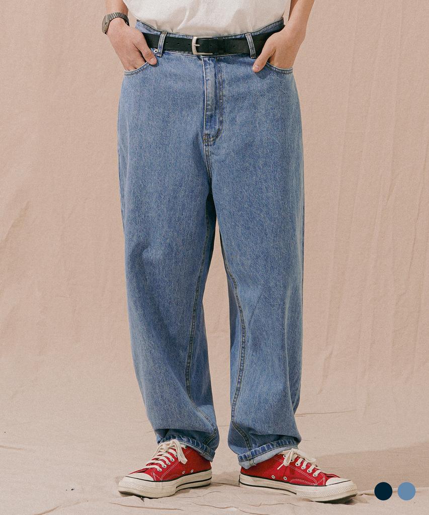 PERSTEP Washed Tapered Denim Pants Mid Blue Ozlp4701