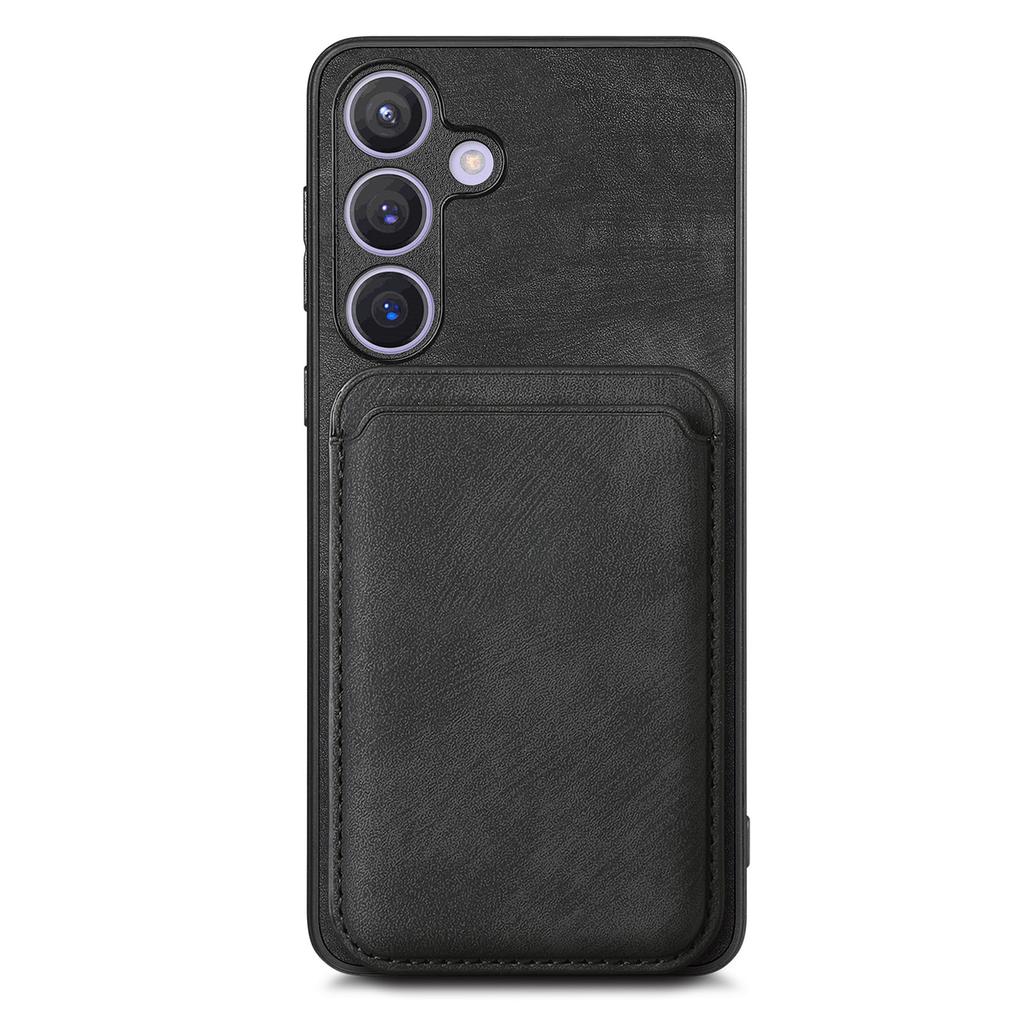 For Samsung Galaxy S24 Case Compatible with MagSafe Leather Back Cover with Detachable Card Holder