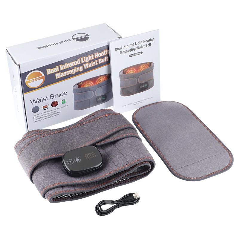USB Rechargeable Heated Massage Waist Belt with Red Light Therapy