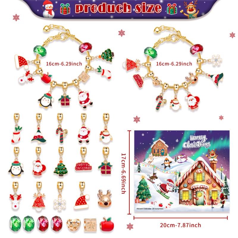 Christmas Countdown 24 Calendar Advent Surprise Blind Box Christmas DIY Creative Combination Christmas Bracelet