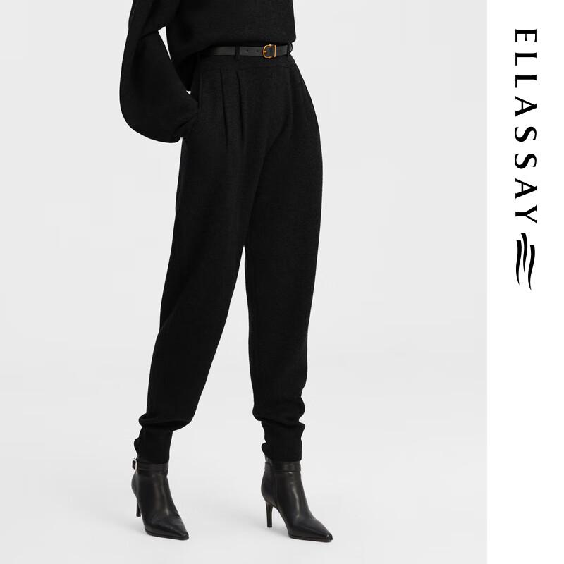 ELLASSAY Women's Wool Cashmere Blend High-Waist Tapered Knit Joggers