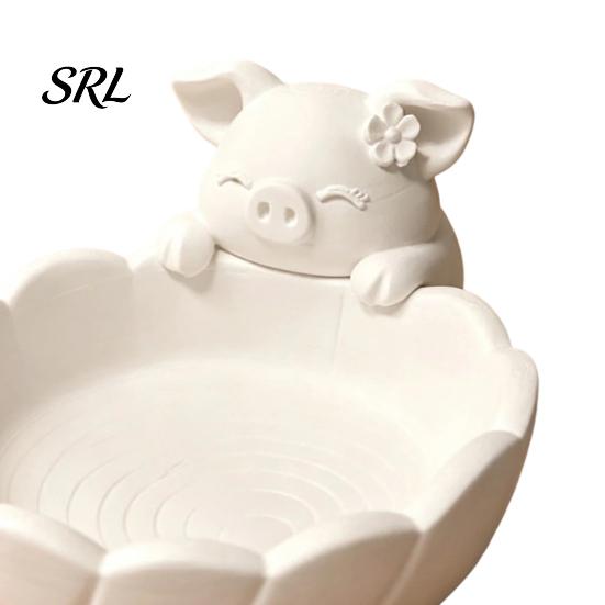 Regalo para Amantes de los Cerdos Lindo Bol de Almacenamiento de Pétalos, Bandeja de Impresión 3D PLA con Acabado Mate, Accesorios Minimalistas para el Hogar Bandeja Organizadora de Joyas y Baratijas Tocador