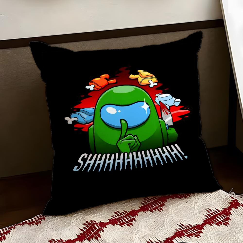 Cartoon AAmong us Cushion Cover Reversible Soft Durable Pillow Cover Home Car MultiScene Use for Daily Comfort