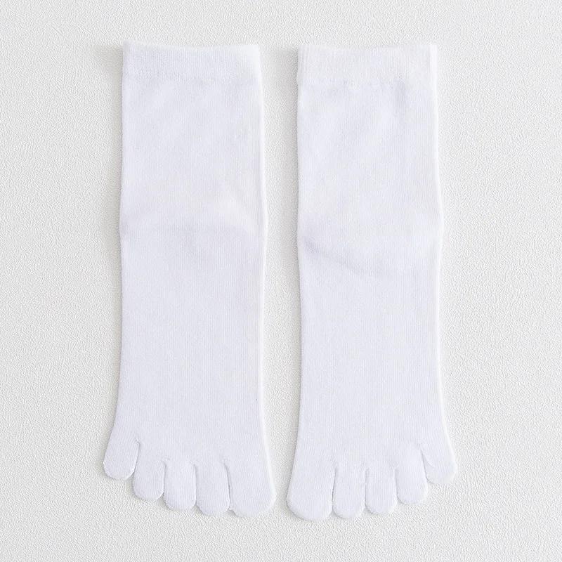 Woman Girls Five Finger Short Socks Solid Color Breathable Soft Elastic Harajuku Socks with Toes Cotton Knitted Mid Tube Socks