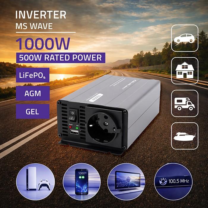 MSWave Voltage Converter 12V To 230V 500W 1000W