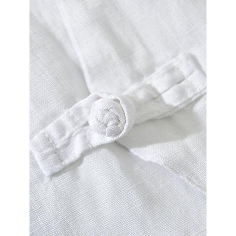 Summer Japanese Retro Linen Short Sleeve Shirt Men Chinese Style Niche Style Ethnic Design Loose Casual Shirt Thin