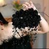 Large Bright Silk Flower & Feather Bead Tassel Hair Clip for Women's Updo