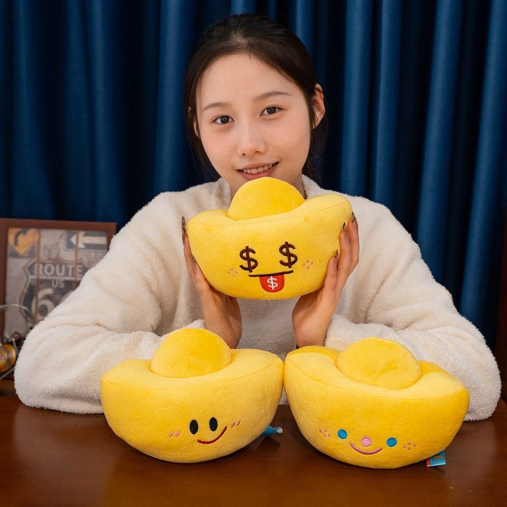 

Fortune Cartoon Plush Ingot Doll Soft Good Luck Wealth Stuffed Toy Decorate Present Style D